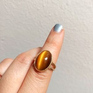 14k gold tiger's eye ring